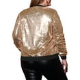 thumbnail image 3 of Women's Plus Size Metallic Jacket Sparkle Party Sequin Bomber Jackets - Agnes Orinda 1X Rose Gold, 3 of 6