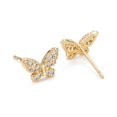 thumbnail image 2 of Butterfly Sparkling Cubic Zirconia Stud Earrings for Girl Women Lead Free & Nickel Free & Cadmium Free Brass Micro Pave Cubic Zirconia Earrings Real 18K Gold Plated 7x11mm Pin: 0.6mm, 2 of 2