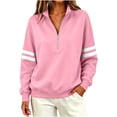 thumbnail image 4 of Enjoytime Sweatshirt for Women Striped Long Sleeve Quarter Zip Sweatshirts Fall Fashion Casual Lightweight Pullover Tops, 4 of 6