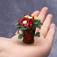 thumbnail image 1 of Fleurs Miniatures Simulées Réaliste Maison de Poupée Rose Décor de Bonsaï Rouge pour Micro Paysage, 1 of 8