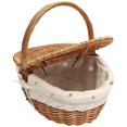 thumbnail image 3 of Wicker Picnic Baskets Handmade Woven Rattan Picnic Basket Food Storage Container Organizer Shopping Storage Hamper with Handle and Double Lids, 3 of 10
