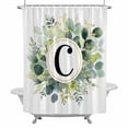 thumbnail image 2 of Letter C Shower Curtain for Bathroom Decor, Alphabet Green Eucalyptus Leaves Plant Simple Waterproof Fabric Shower Curtain, 72"x78" Set with 12 Hooks, 2 of 9