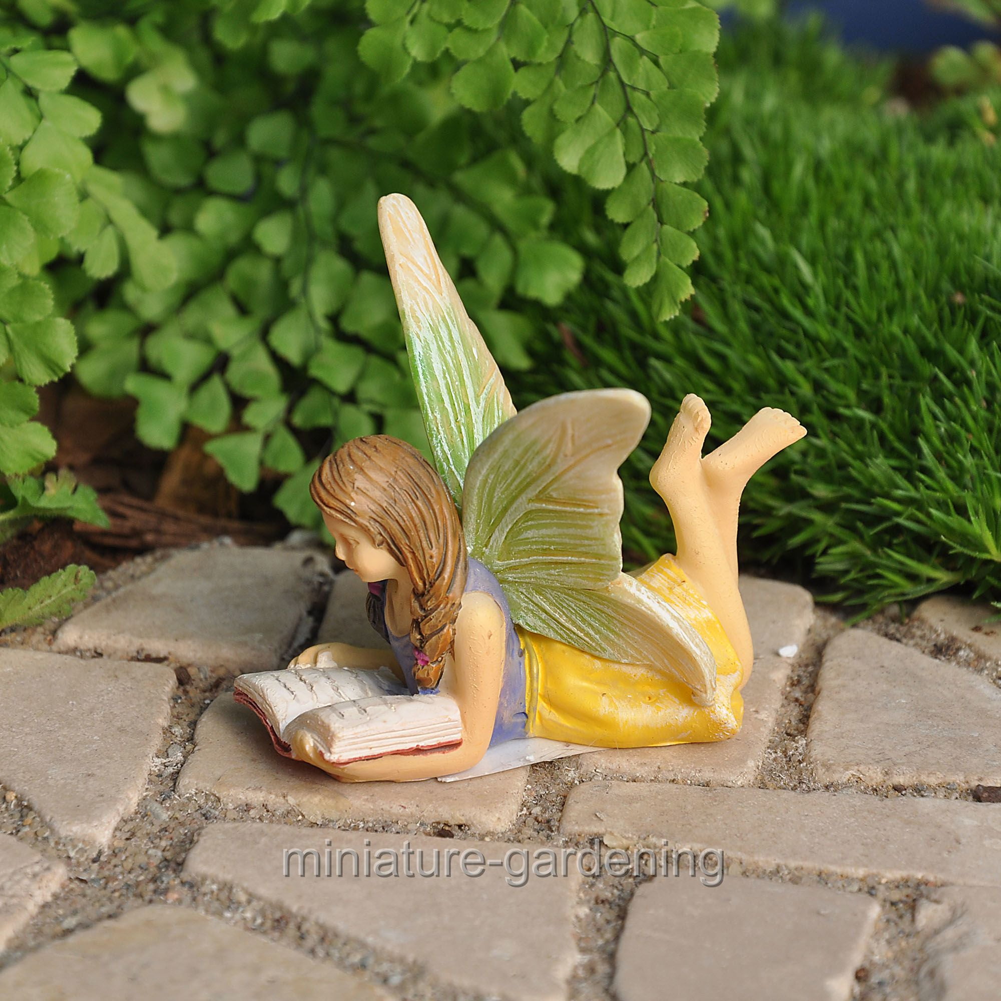 Miniature Fairy Garden Dollhouse 2.25" x 2.25" Shimmer Sitting Fairy Pink 