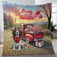 thumbnail image 4 of Be My Valentine's English Springer Spaniel Truck Full of Love Flower Balloon Quilt Blanket Springers Dog Lover Gifts Cozy Comforter Throw Blanket - 02029, 4 of 5