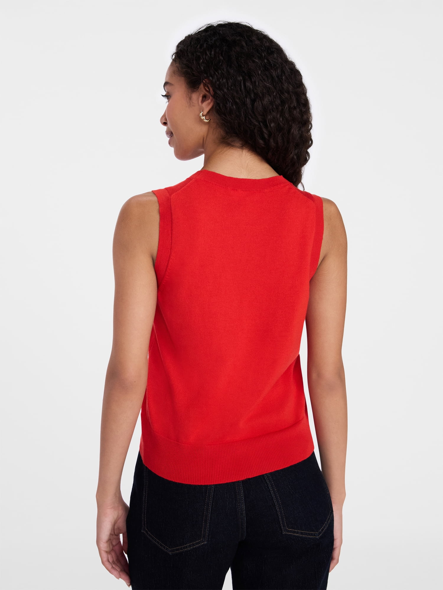 Time and Tru Women's Fine Gauge Sleeveless Sweater Shell, Lightweight, Sizes XS-XXXL