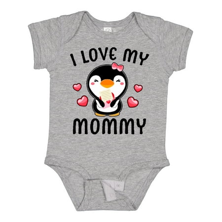 

Inktastic I Love My Mommy with Cute Penguin and Hearts Gift Baby Girl Bodysuit