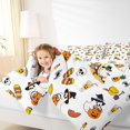 thumbnail image 3 of Feelyou Kawaii Beach Ghost Full Size Bedding Sets, Cartoon Skull Full Size Bed in a Bag, White Orange, Halloween Reversible, 7pcs, 3 of 7