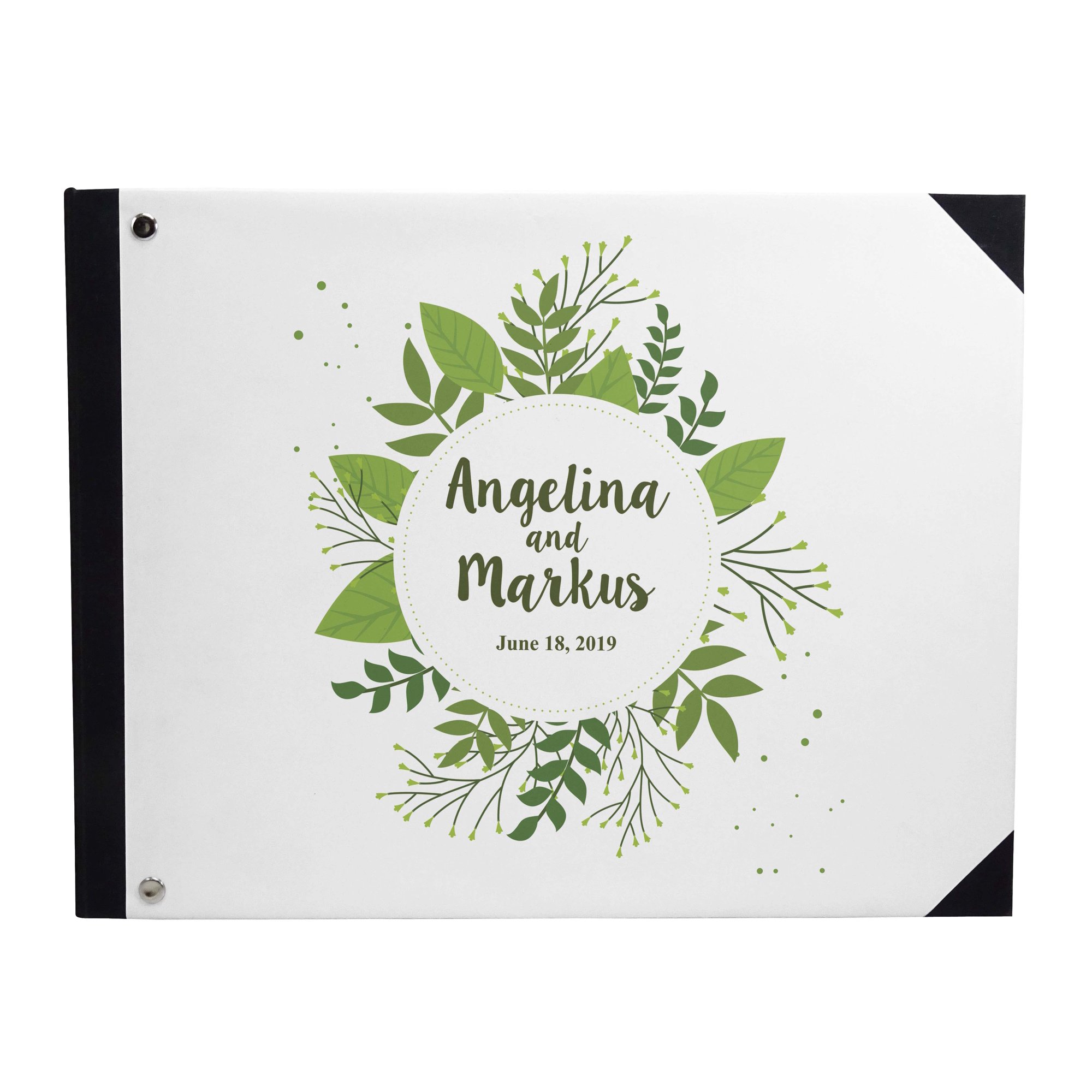 Darling Souvenir White Leaves Printed Hardbound Cover Guestbook For Wedding Guest Sign In Book Registry-9 x 12 Inches