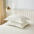thumbnail image 3 of MarCielo Embroidered Farmhouse Pillow White Quilted Pillow Shams Cotton, Zip Closure (2 Count), 3 of 5