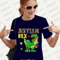 thumbnail image 3 of Camiseta de autismo Rex, camisetas del mes de concientización sobre el autismo, camisetas de dinosaurios, camisetas de manga corta rosa para mujer, camisetas unisex Y2k, ropa para mujer, 3 of 5