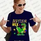 thumbnail image 3 of Camiseta de autismo Rex, camisetas del mes de concientización sobre el autismo, camisetas de dinosaurios, camisetas de manga corta rosa para mujer, camisetas unisex Y2k, ropa para mujer, 3 of 5