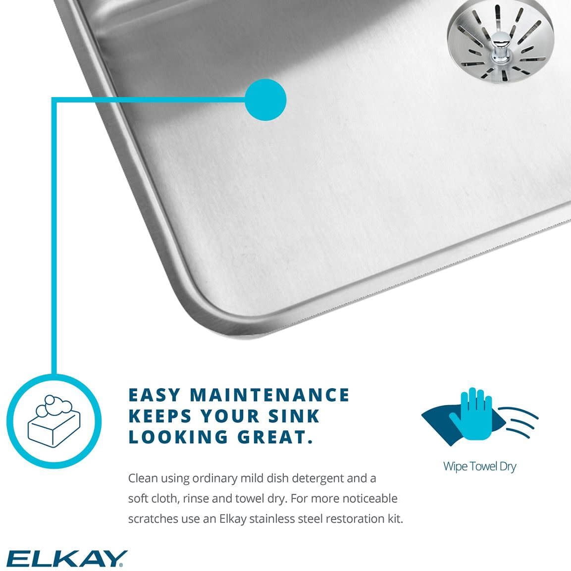 Elkay LRAD1919553 Lustertone Stainless Steel 19-1/2" x 19" x 5-1/2", Single Bowl Top Mount ADA Sink Lustertone