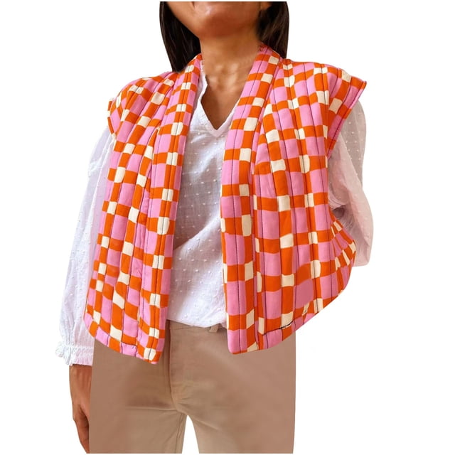 LOVZFMLL Vestes pour Femmes Sans Manches Imprimé Décontracté Mode Gilet Chaud