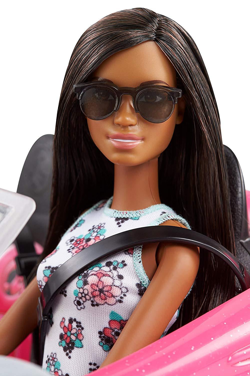 Barbie Doll & Convertible Car Brunette Figure Pink Vehicle Mattel 7efrzh1 FPR58 for sale online