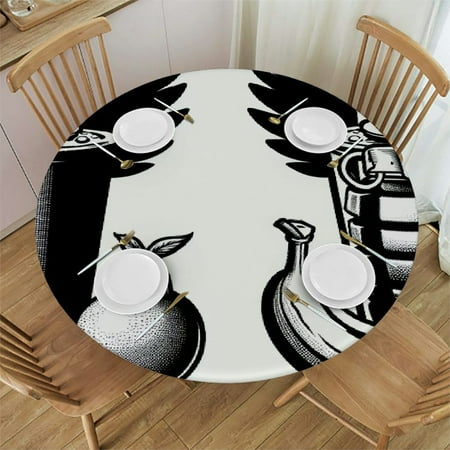 

BCIIG Whimsical Food Art Round Table Cover Stain Resistant Washable Indoor Outdoor Tablecloth Kitchen Dining Wedding Parties Waterproof 100% Polyester Fiber 42-46