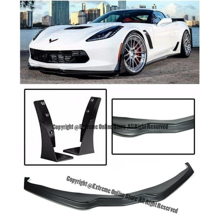 - Z06's Z07 Performance Package Stage 3 Style ABS Plastic Black Front Bumper Lower Lip Kit Splitter Spoiler Wing With Carbon Flash Metallic Side Extension Winglets For 14-Up Chevrolet Corvette C7