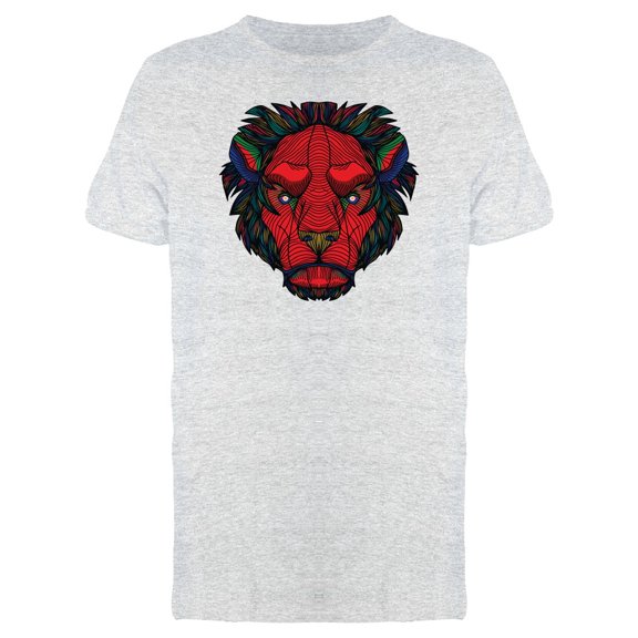 Red Lion Head T-Shirt Men -Image by Shutterstock, Male Large