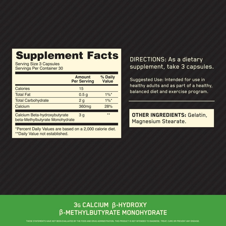Nui Nutra HMB Supplement (Beta-Hydroxy Beta-Methylbutyrate) | HMB Supplements | 1000mg | 200 Capsules