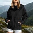 thumbnail image 6 of TEAJOPSUU Women's Outdoor Jackets Hiking Waterproof Windproof Outerwear Hooded Full Zip Up Drawstring Waist Trench Jackets with Flap Pockets Black, 6 of 6