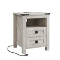 thumbnail image 4 of OKD Farmhouse Nightstand with Charging Station for Bedroom, 2-Drawer Rustic End Tables for Living Room, Antique Brush White, 4 of 6