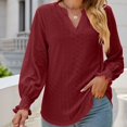 thumbnail image 2 of Camisa de manga larga para mujer, blusa tipo túnica con cuello en V, camisa de encaje de moda, 2 of 5