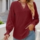 thumbnail image 2 of Camisa de manga larga para mujer, blusa tipo túnica con cuello en V, camisa de encaje de moda, 2 of 5