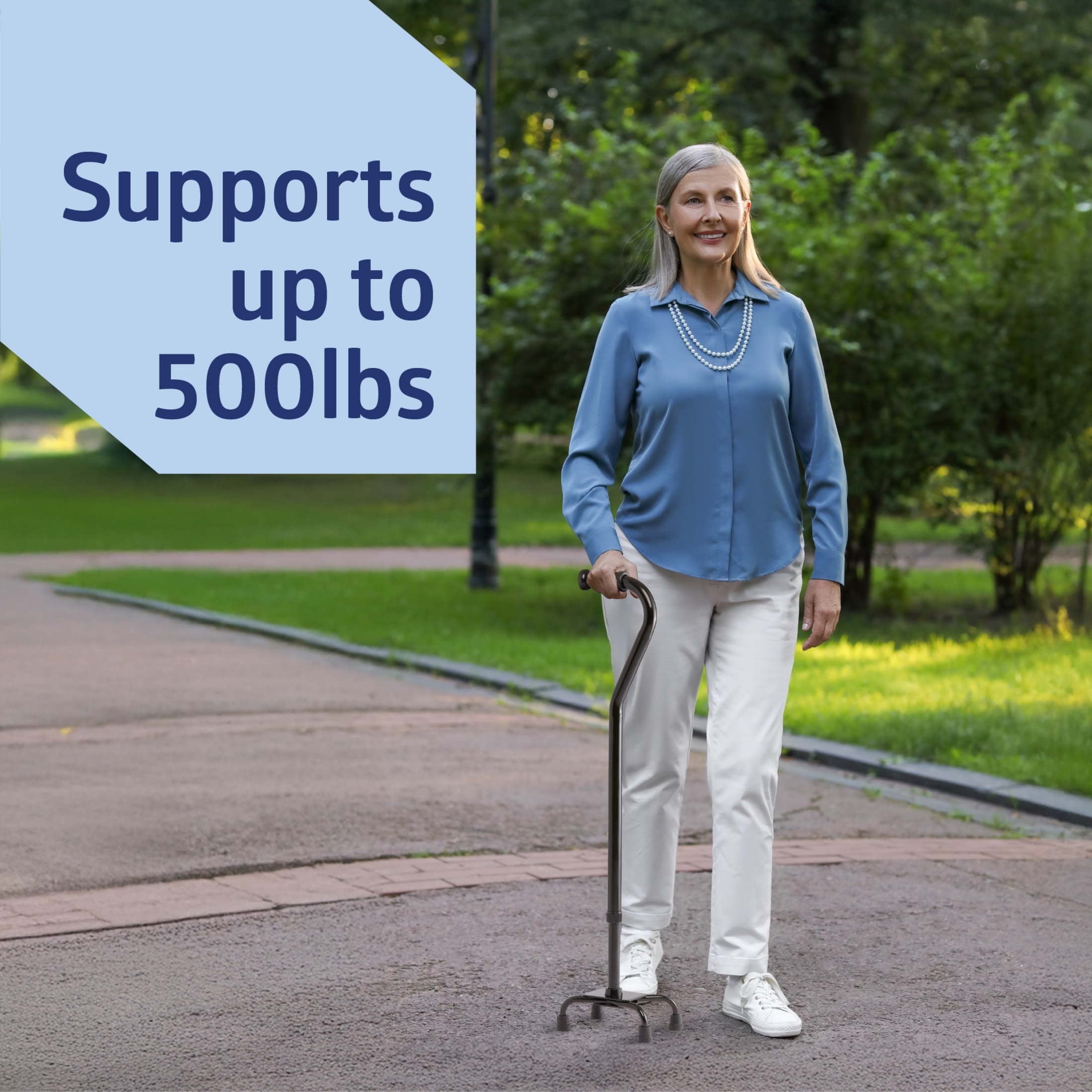 Medline Bariatric Quad Cane, 500 lb Weight Capacity