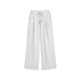 thumbnail image 6 of Womens Cotton Linen Wide Leg Pants High Waisted Flowy Palazzo Pant Casual Summer Beach Vacation Outfits with Pockets, L, 6 of 8