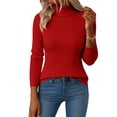 thumbnail image 2 of Women's Sweaters Turtleneck Ribbed Knit Long Sleeve Slim Fit Pullover Tops, 2 of 6