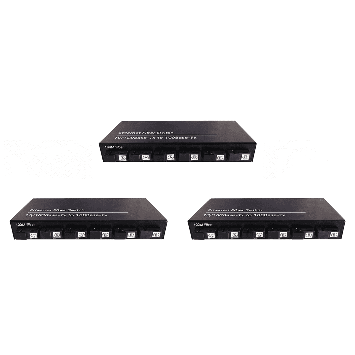 3X 6Port 10/100M Ethernet Switch 6 Fiber Port 25KM 2UTP RJ45 Fiber Optical Transceiver Optical Media Converter US Plug,3 x Ethernet Fiber Switch 3 supply,Black