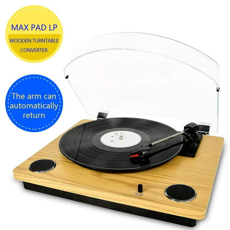 Record Player Max Pad, Vinyl Turntable with Stereo Speakers, Supports Arm Automatically Return&Stop /RCA Output /Aux in /USB Convert Vinyl to