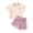 Purple, variant on Toddler Kid's 2 Piece Outfit Suits Pineapple Print Crew Neck Top Elastic Waist Shorts Casual