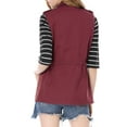 thumbnail image 4 of INSPIRE CHIC Women's Sleeveless Jacket Drawstring Waist Zip Up Cotton Cargo Vest with Pocket L Burgundy, 4 of 9