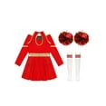 thumbnail image 4 of iiniim Kids Girls Cheerleading Fancy Dress Outfits with Pompoms Socks Musical Party Performance Dacewear A Red 16, 4 of 7