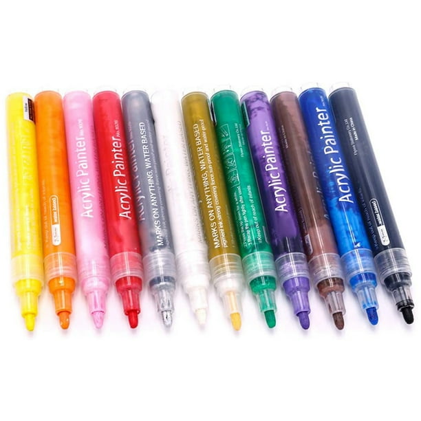 12 Colors Acrylic Paint Marker Pens Art Marker Pen Rock Painting