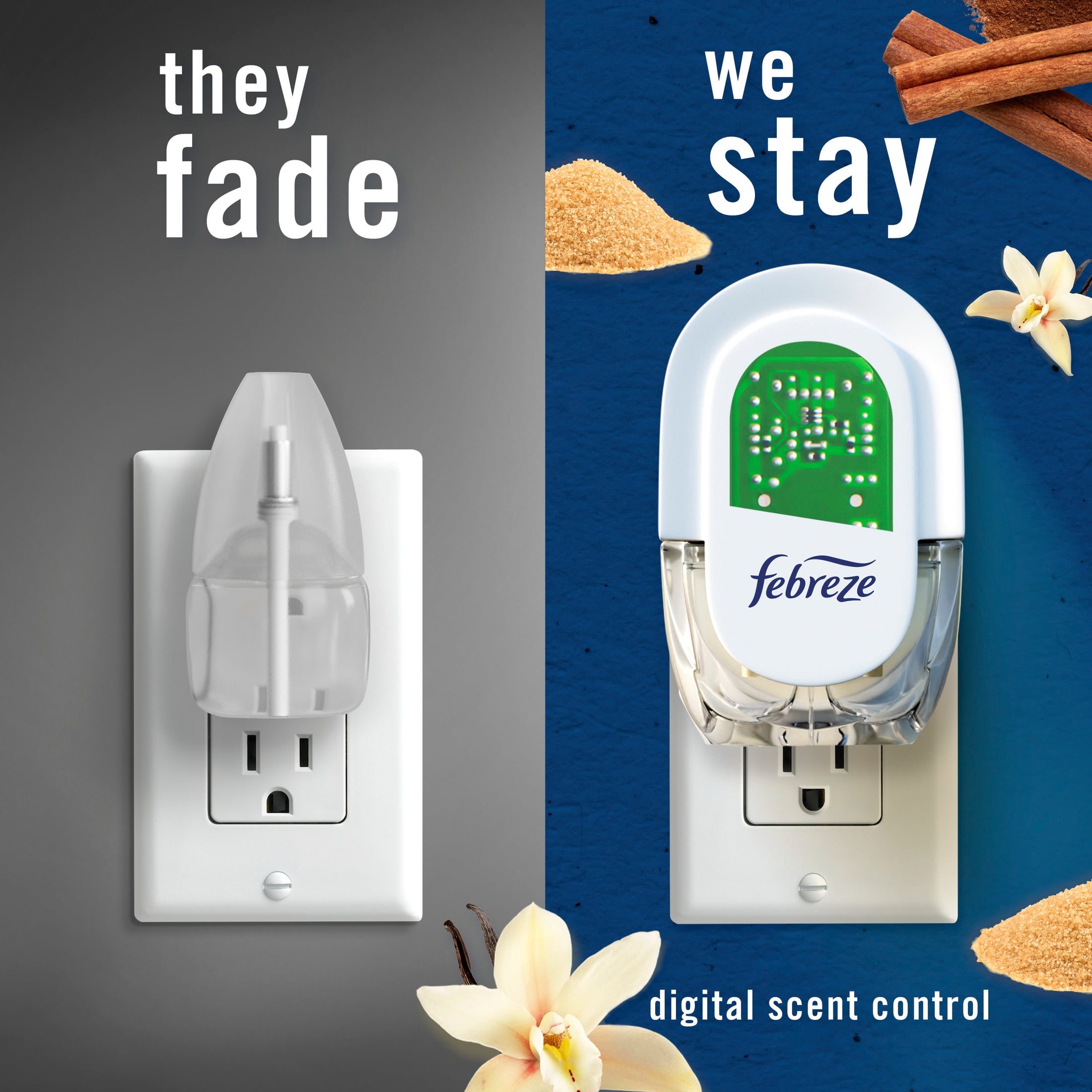 Febreze Odor-Fighting Plug in Air Freshener, Scented Oil Refill, Cinnamon Sugar Cookie Scent, 2 Refills