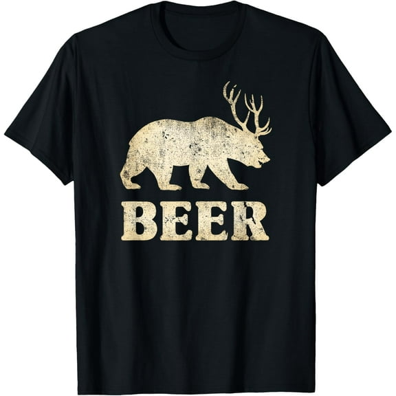 Vintage Bear Deer Funny Beer T-Shirt