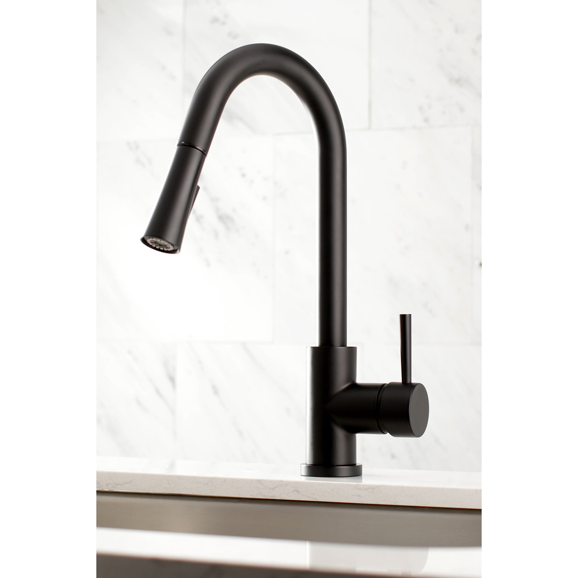 Gourmetier LS8620DL Concord Single-Handle Pull-Down Kitchen Faucet, Matte Black