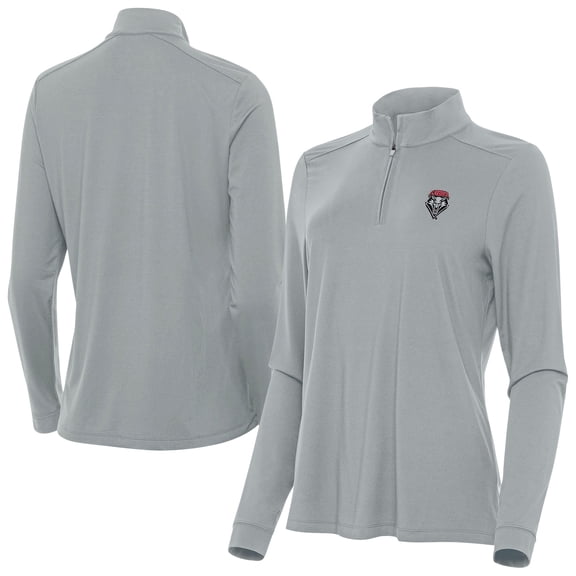 Women's Antigua  Gray New Mexico Lobos Intent Quarter-Zip Top
