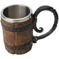 thumbnail image 2 of Jarra de cerveza, taza de acero inoxidable de imitación de madera, regalos de madera, taza de barril de madera rústica para hombres Capacidad: 18,60 onzas (550 ml), 2 of 6