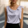 thumbnail image 2 of Tops Casuales sin Mangas para las Mujeres Elegante Satén Encaje Blusa, Tanque de Verano de Color Sólido para el Uso Diario, 2 of 7
