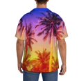 thumbnail image 3 of Fotbe Palm Trees at Sunset Camisa Estampada de Manga Corta para Hombre, Casual de Verano, Estilo Playero, Sin Arrugas-3X-Large, 3 of 5