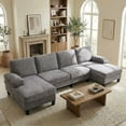 thumbnail image 1 of ZAFLY Sectional Couches for Living Room, Chenille U Shaped Sectional Sofa with Double Chaise for Apartment - Light Gray, 1 of 8