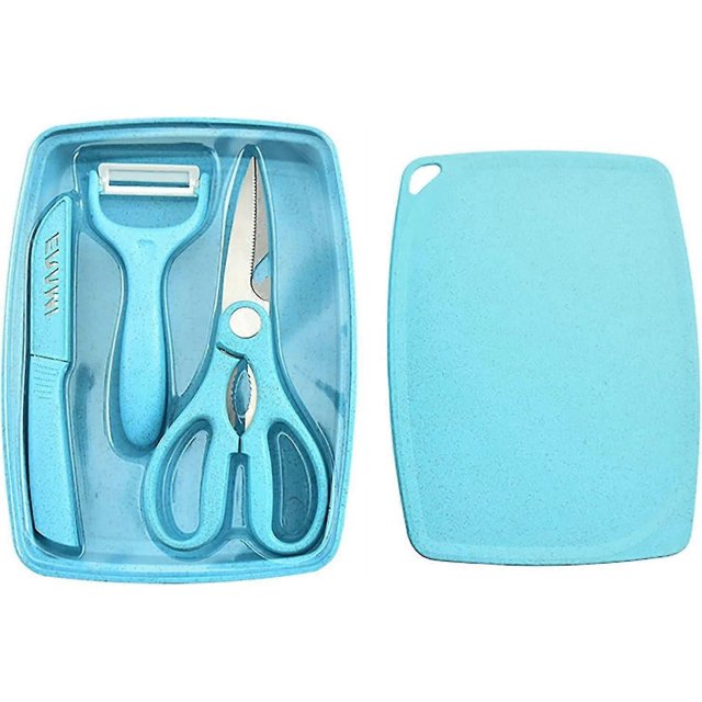 Utensilios de cocina, juego de 5 piezas de paja de trigo para cocina, apto para lavavajillas, color azul.