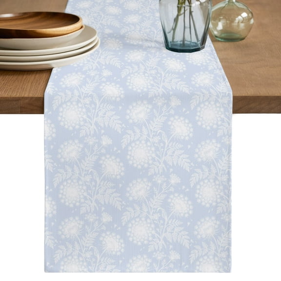 Table Runners 36 Inches Long Dress Scarves, Blue Flowers Farmhouse Kitchen/Dining Table Decor Table Runner, Short Coffee Tablerunners, Cute Floral Botanical Farmhouse 13x36 Inch