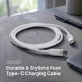 thumbnail image 2 of Powertek USB-C to USB-C Fast Charging Cable, 60W, 6 ft, Carbon Design Texture, White, 2 of 7