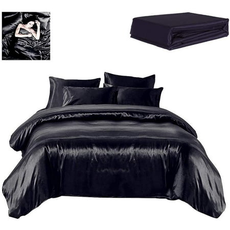 Todd Linens Sexy Satin Sheets 6 Pcs Queen King Bedding Set 1 Duvet