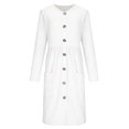 thumbnail image 6 of Sokhug Womens Button Down Midi Dress Long Sleeve Crew Neck Flared A Line Casual Dresses with Pockets, 6 of 7