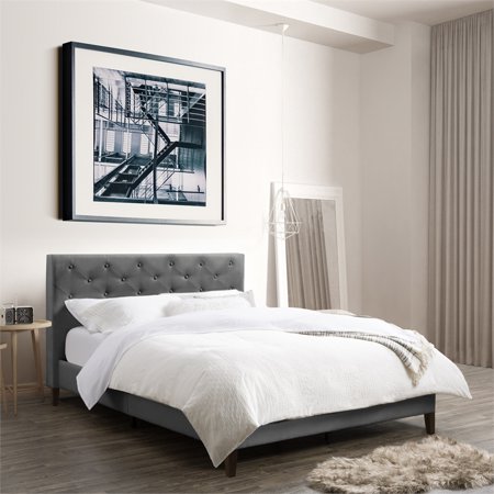 CorLiving - Nova Ridge Tufted Upholstered Bed, Queen - Light Gray