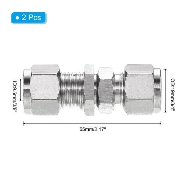 Uxcell 304 Stainless Steel Double Ferrule Compression Tube Fitting